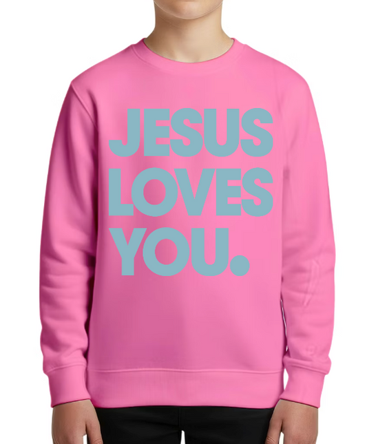 Kids Crew Sweatshirt -Jesus Loves You
