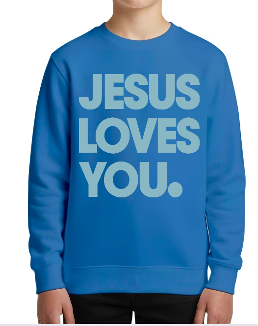 Kids Crew Sweatshirt -Jesus Loves You