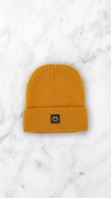 Beanie ( Golden Yellow w/ smiley face )