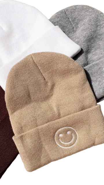 Beanie ( embroidered smiley face)